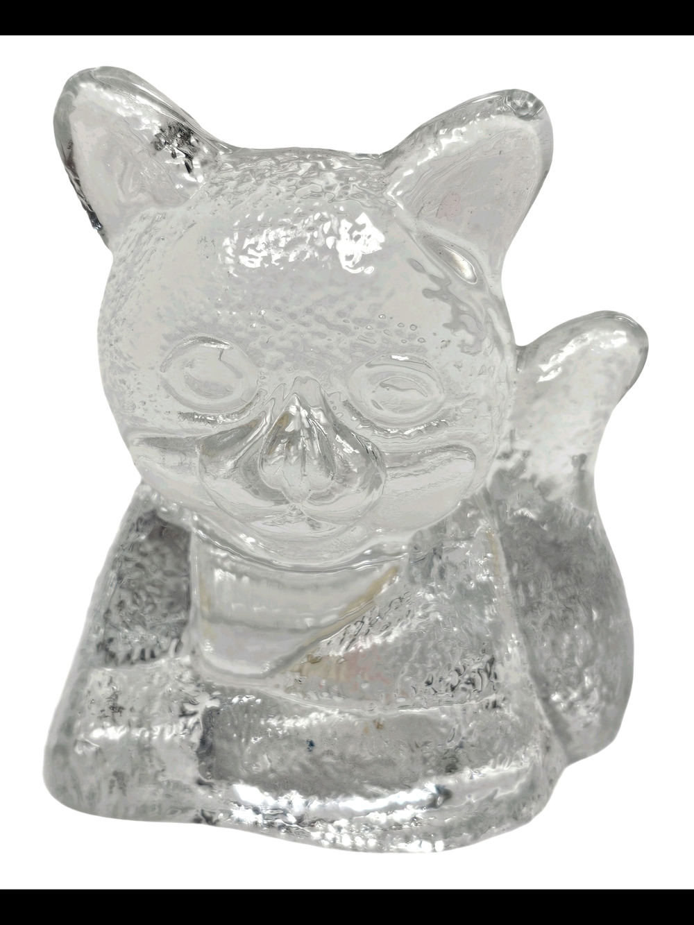 Vintage PartyLite Clear Textured Glass Cat Votive Tealight Candle Holder | P0433